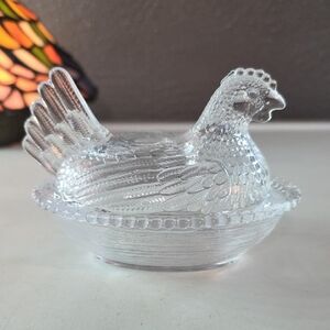 Clear Glass Hen on Nest Decorative Dish - Home Accents 5 in.